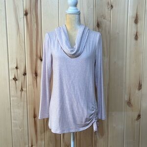 White House Black Market Pink Tie Side Cowl Neck Sweater‎ Size M